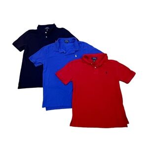 3pc Bundle Polo Ralph Lauren Boys S/S Polo Shirts, Red/Royal/Navy, Sz Lg (14-16)